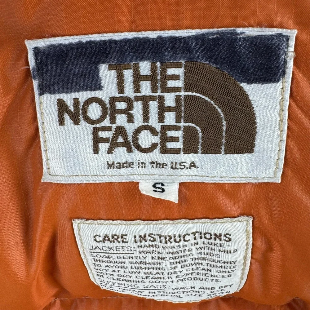 Vintage‎ The North Face Goose Down Jacket Mens Small Tan Puffer Made in USA 80s